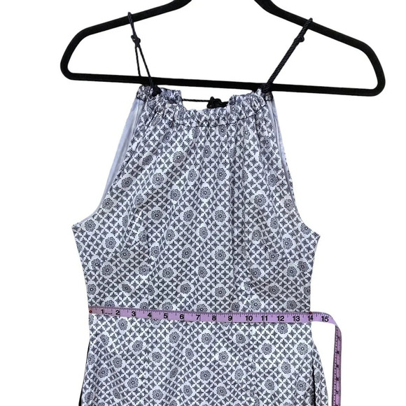 Elizabeth McKay Patterned‎ Dress, Size 6, Navy & White, Fitted, Sash Belt, Midi - Picture 7 of 11